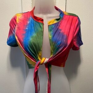 Rainbow Tie-Knot Crop Top